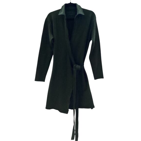 Frank & Eileen Willa Long Sleeve Triple Fleece Wrap Dress In Evergreen Small - Picture 5 of 16